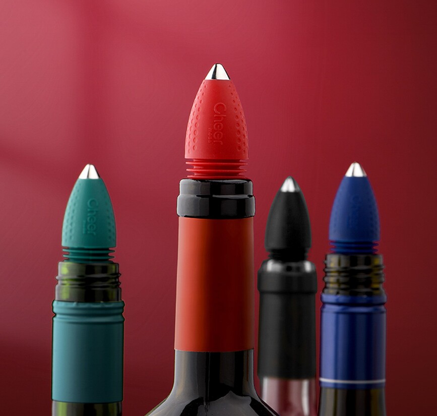 Tapón de Vino Rugby, negro