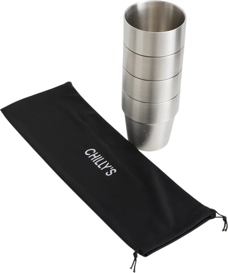 Chilly's Bottles Trinkbecher mit Beutel, 266 ml, Edelstahl, 5-tlg. Set