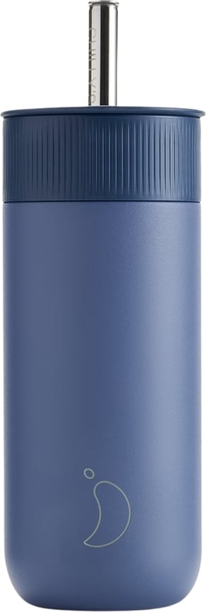 Vaso térmico con pajita Serie 2, 500 ml, azul marino