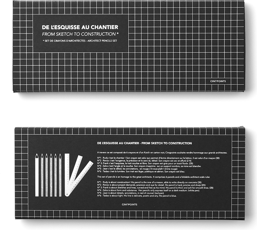 Architect Pencils Box Set Olovke i skalirano ravnalo 7 dijelova