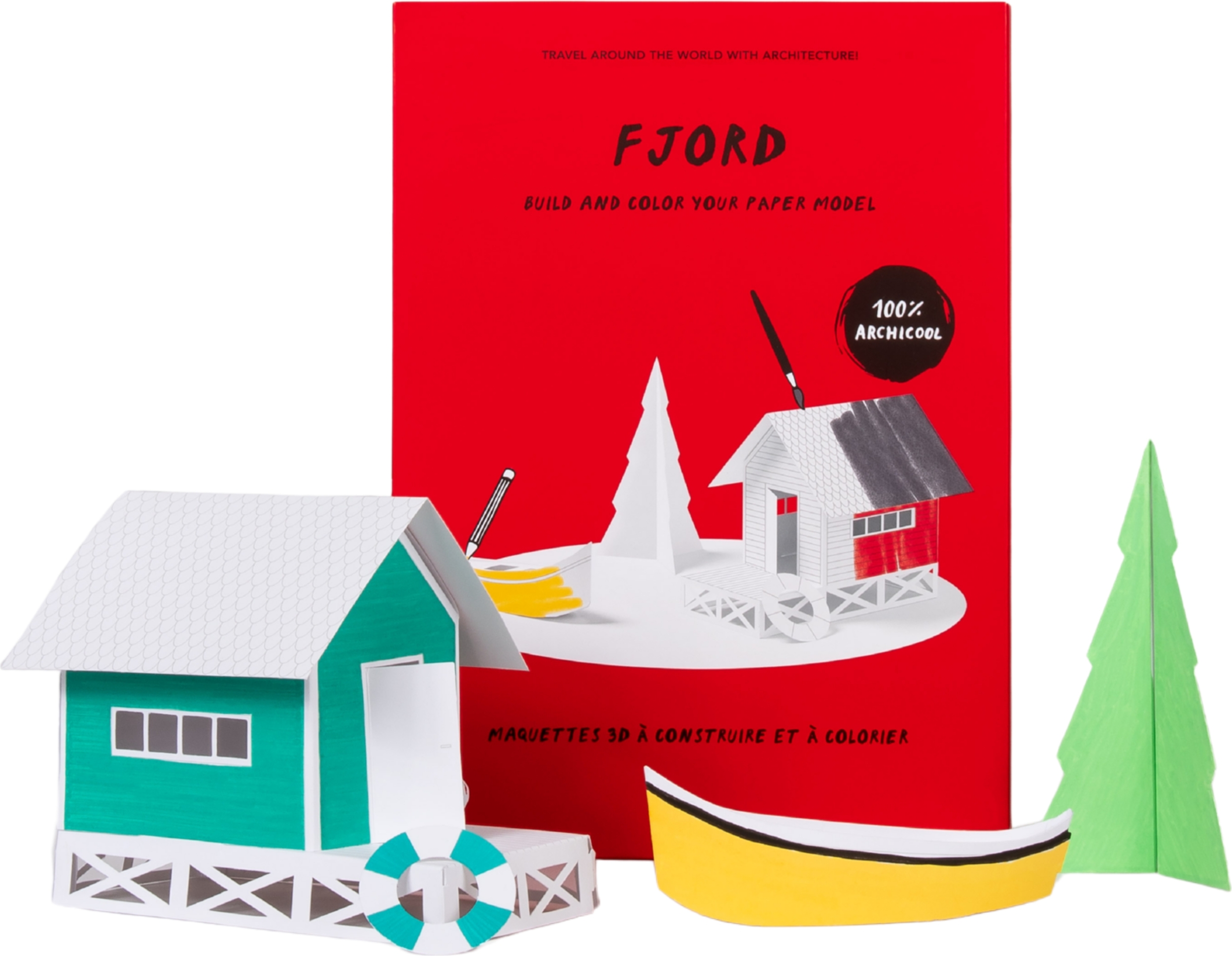 Fjord Papiermodell-Bastelset zum Ausmalen