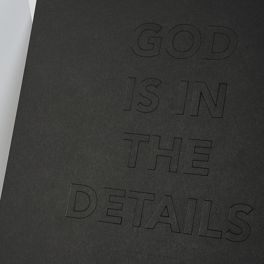Póster God is in the Details, 30 x 40 cm, blanco