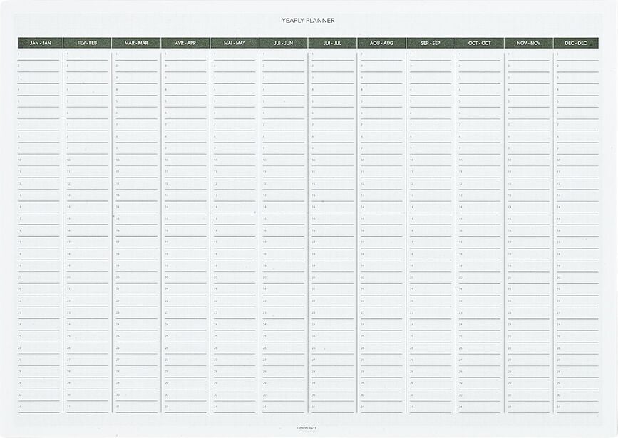 Ročný plánovač Cinqpoints A3