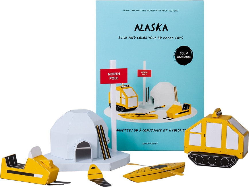 Saliekamais papīra modelis Alaska, krāsošanai