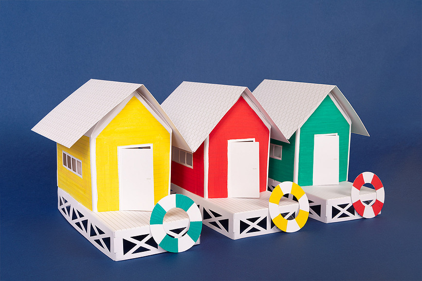 Kawaii Shop Set za ustvarjanje, model trgovine, za sestavljanje in barvanje, papir