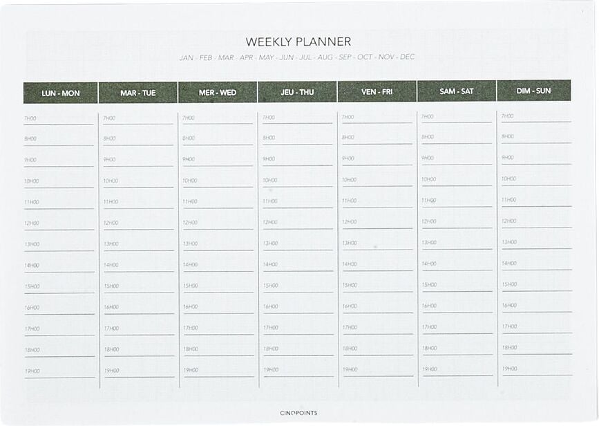 Týždenný plánovač Cinqpoints A5