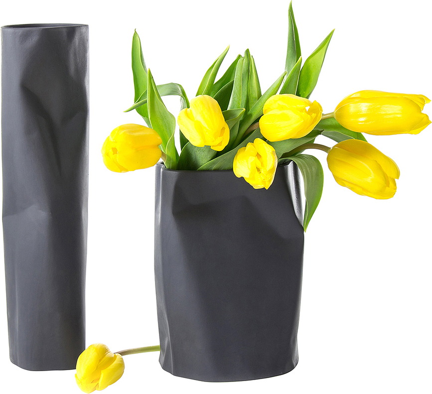 Βάζο ψηλό, στρεβλωμένο, ανθρακί