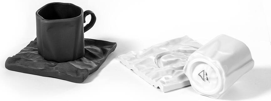 Φλιτζάνι Εσπρέσο με Πιατάκι τσαλακωμένο, ανθρακί