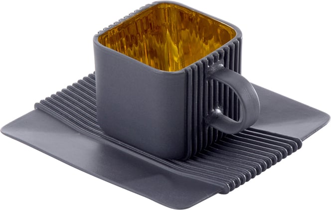 System Tasse Anthrazit vergoldet mit Untertasse