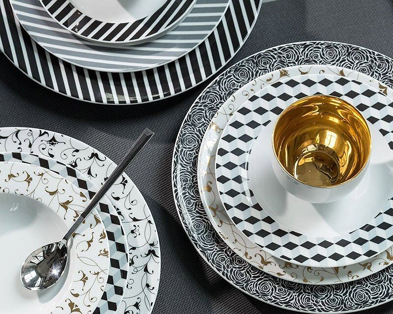 Cosmopolitan Assiette Creuse Mix & Match, 22,5 cm, à rayures noires