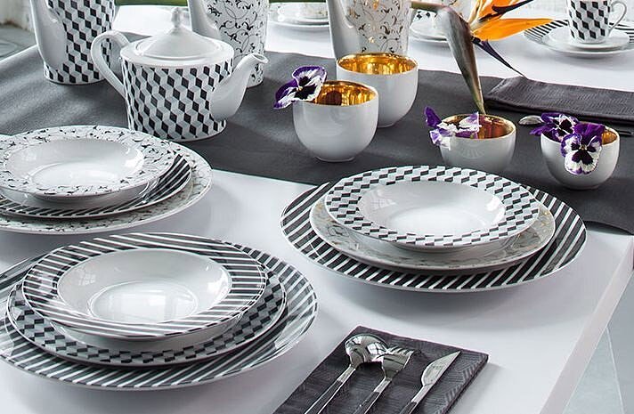 Cosmopolitan Mix & Match Globok Krožnik, 22,5 cm, črna vrtnica