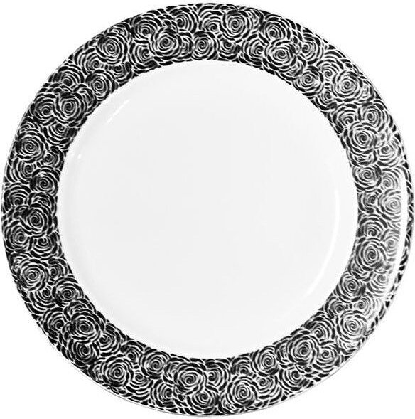 Cosmopolitan Mix & Match Πιάτο Ρηχό, 26 cm, σχέδιο μαύρο τριαντάφυλλο