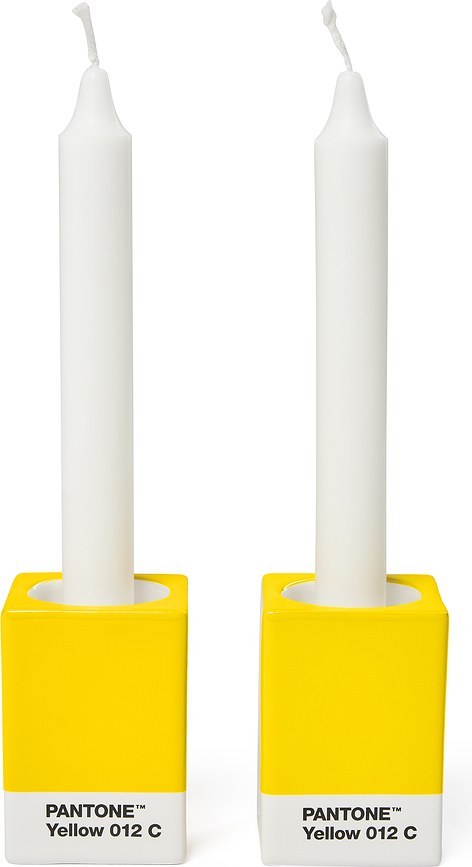 Pantone Porte-bougies pour bougies classiques ou chauffe-plats, jaunes, Lot de 2