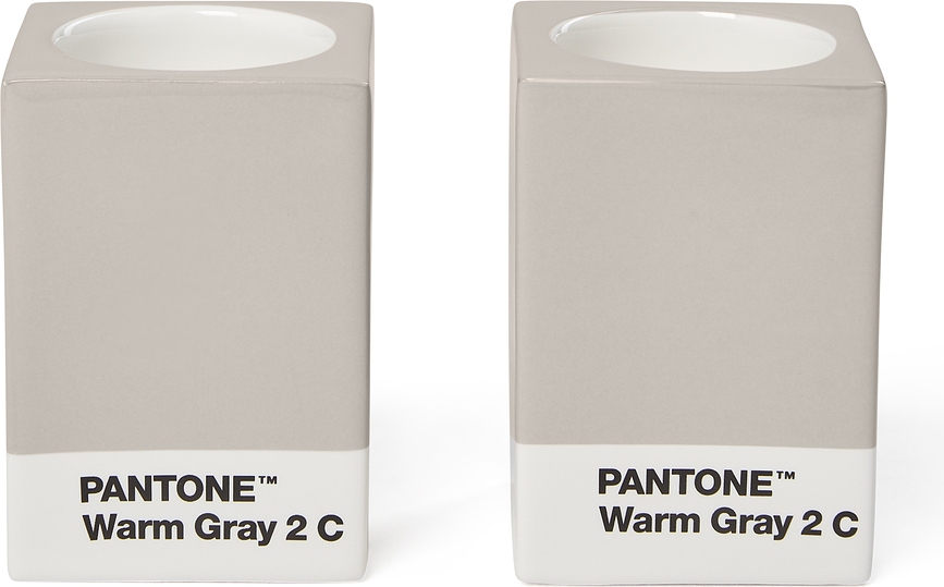 Pantone gyertyatartó klasszikus gyertyákhoz vagy mécsesekhez, meleg szürke, 2 db