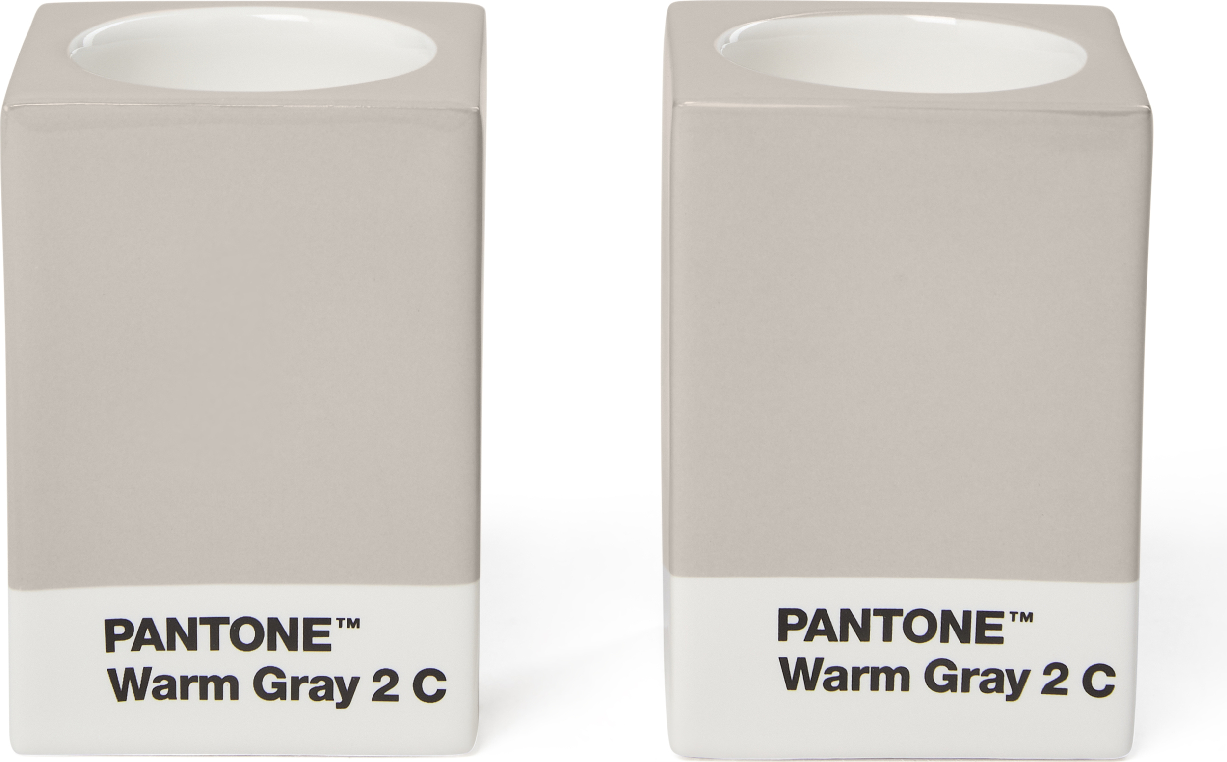 Pantone Kerzenhalter für Stabkerzen oder Teelichter, warmgrau, 2 St.