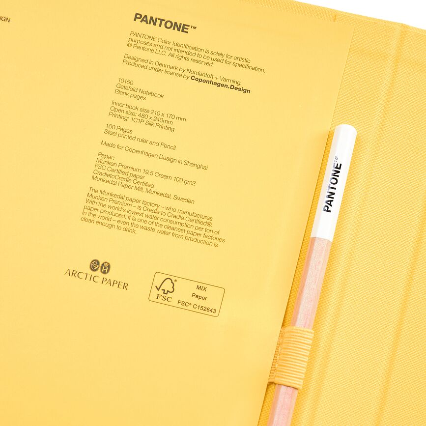 Pantone L Skicirka s svinčnikom, 160 strani, črna, črtasta, 100 g/m²
