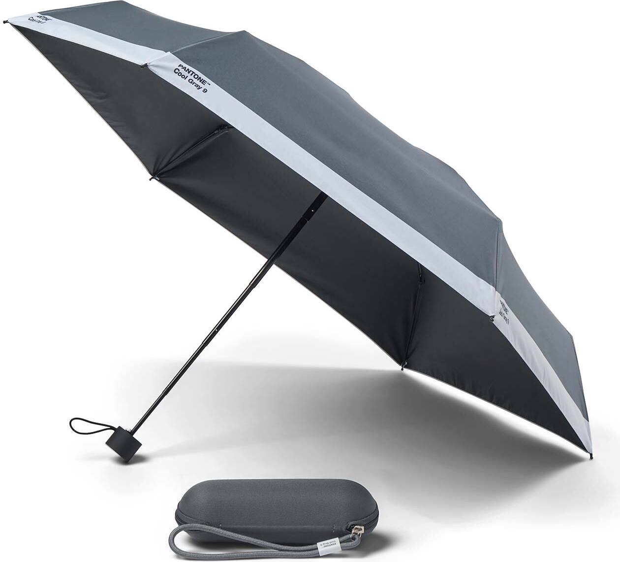 Pantone Travel Regenschirm grau mit Etui