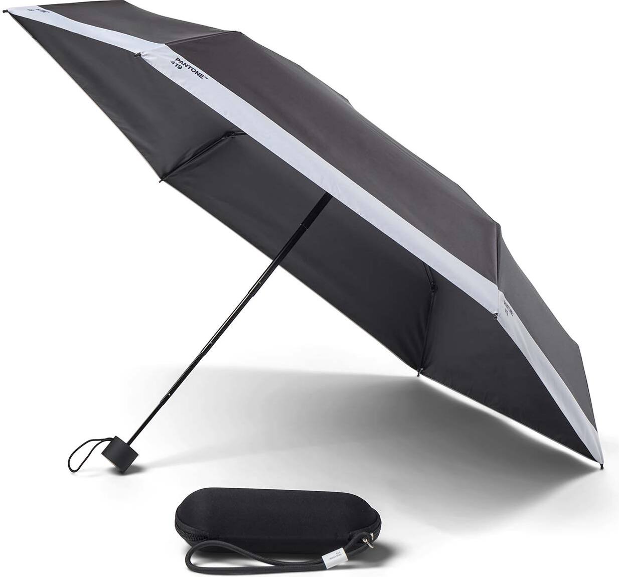 Pantone Travel Regenschirm schwarz mit Etui