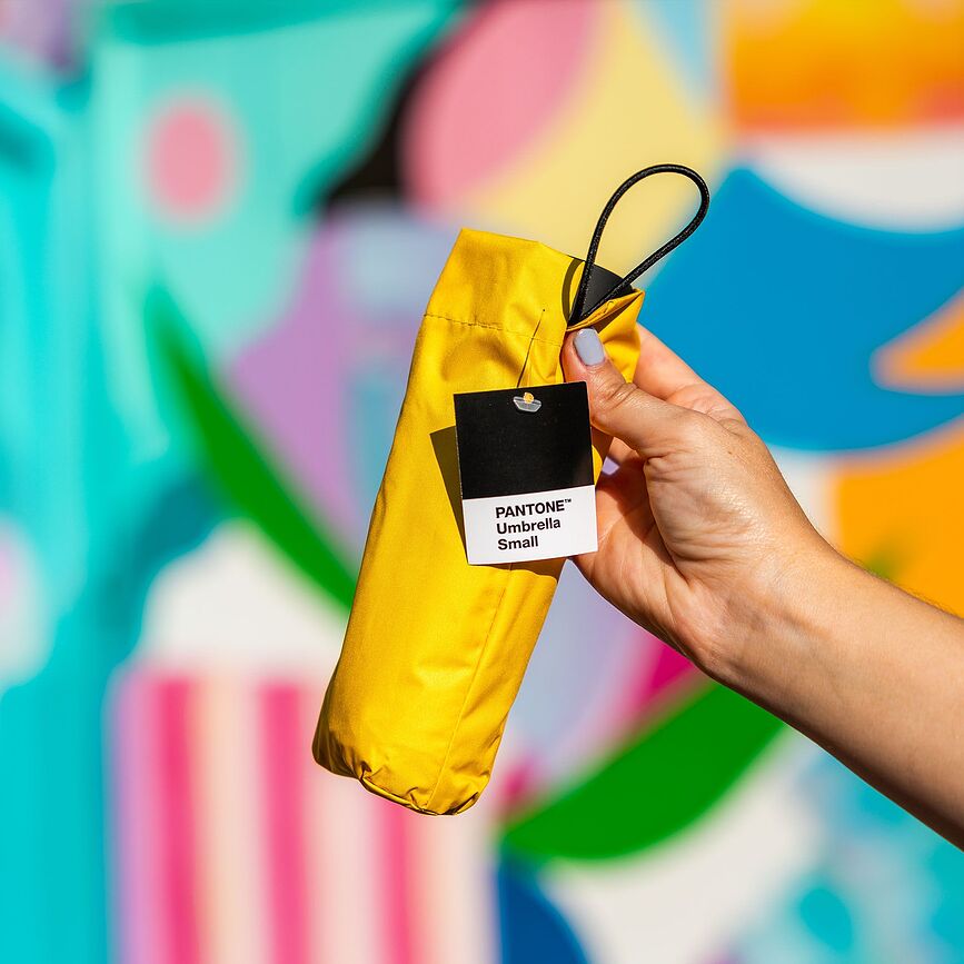 Paraguas Pantone Travel, amarillo, con funda