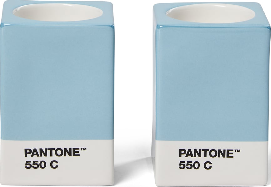 Suporturi lumânări Pantone, pentru lumânări clasice sau tealight, albastru deschis, 2 buc.