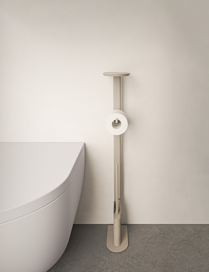 Stojan na toaletní papír a WC štětka Flat béžový
