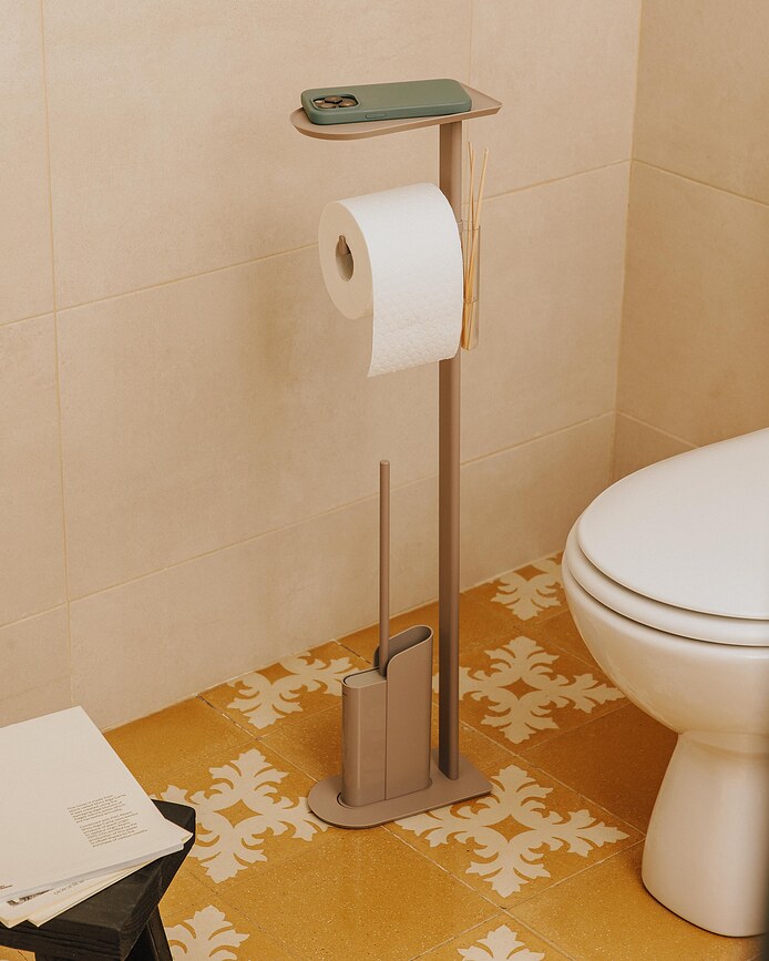Suport pentru hârtie igienică și perie WC Flat bej
