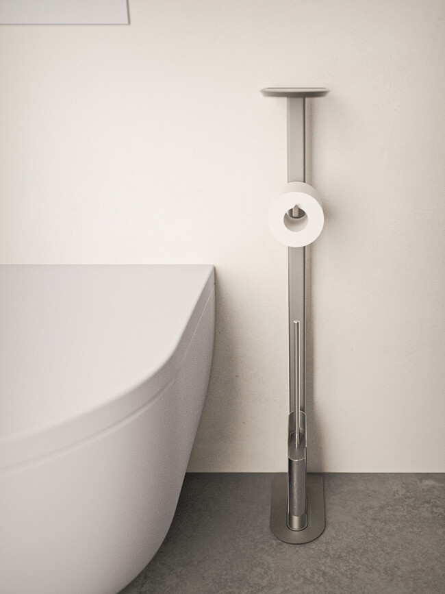 Tualetes papīra statīvs un WC birste Flat, bēša