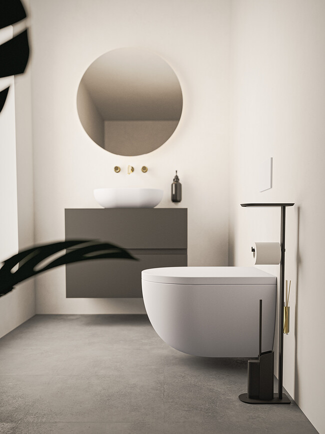 Tualettpaberi hoidja ja WC-hari Flat, beež