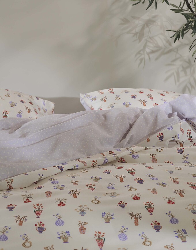 Field of Vases Posteljnina, 140 x 220 cm, z prevleko za vzglavnik 60 x 70 cm