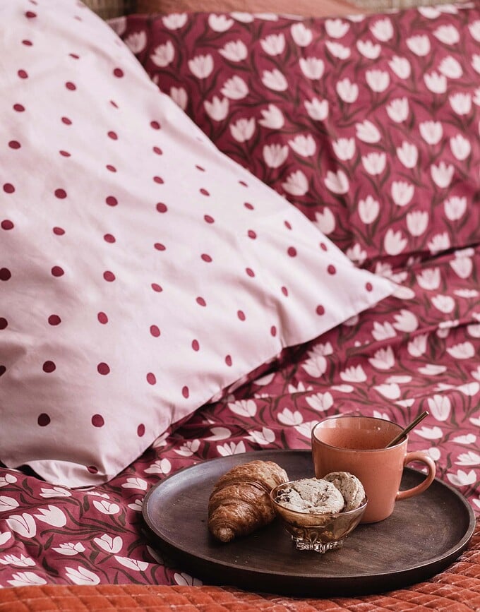 Juego de Funda Nórdica Tulip Mania, 155 x 220 cm, con funda de almohada 80 x 80 cm, Set de 2 piezas