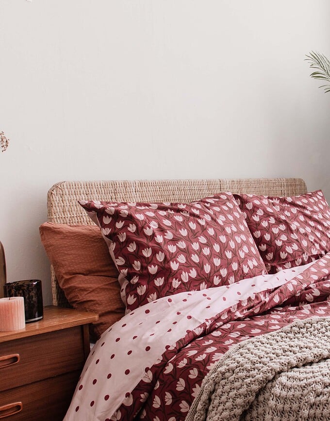 Juego de Funda Nórdica Tulip Mania, 155 x 220 cm, con funda de almohada 80 x 80 cm, Set de 2 piezas