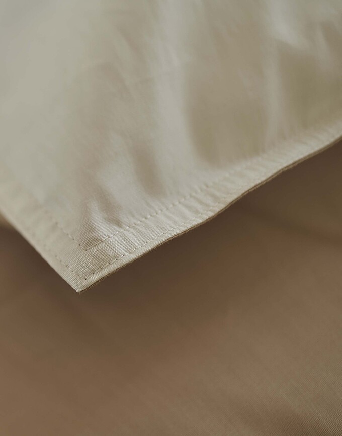 Funda Nórdica Two in One, 155 x 220 cm, beige claro, con funda de almohada 80 x 80 cm