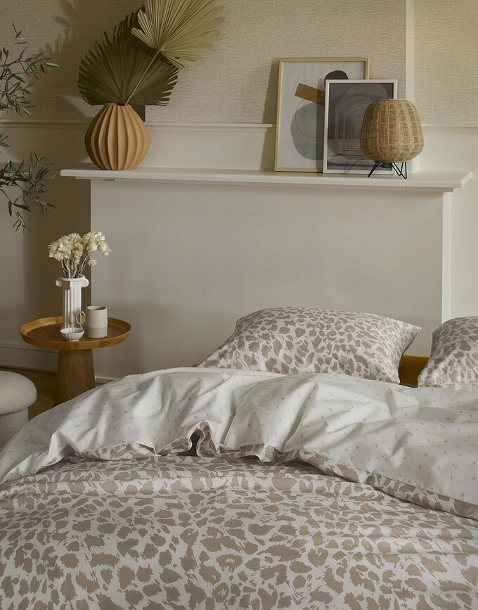 Juego de Funda Nórdica Wild Thing, 155 x 220 cm, beige claro, con funda de almohada 80 x 80 cm