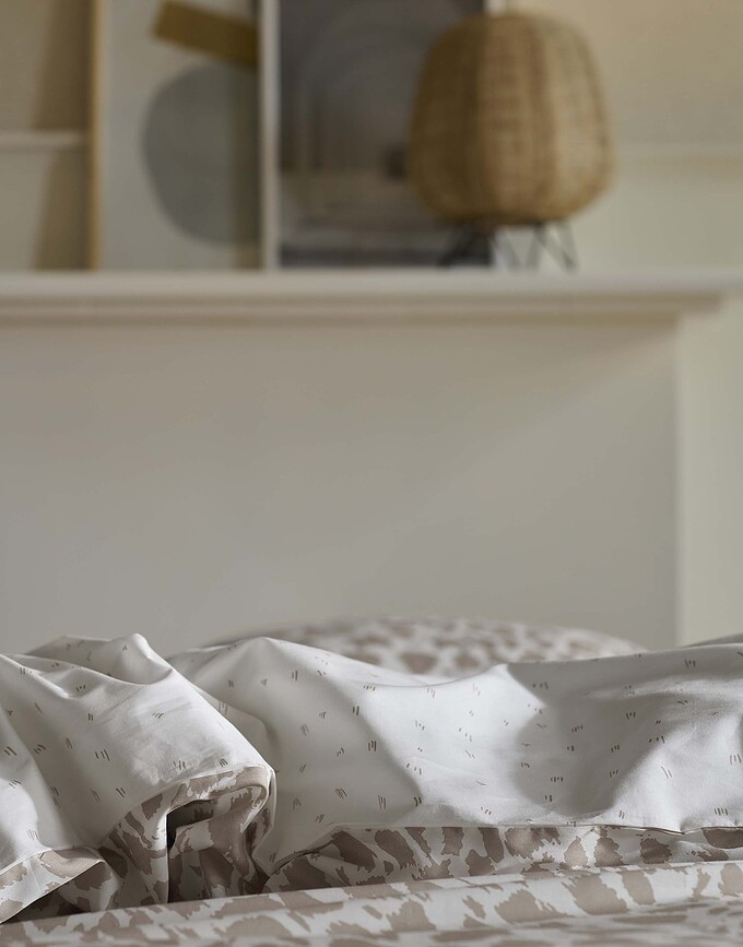 Juego de Funda Nórdica Wild Thing, 155 x 220 cm, beige claro, con funda de almohada 80 x 80 cm