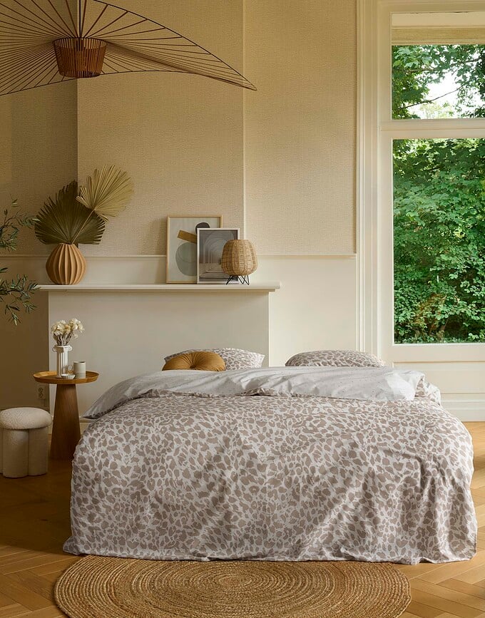 Juego de Funda Nórdica Wild Thing, 155 x 220 cm, beige claro, con funda de almohada 80 x 80 cm