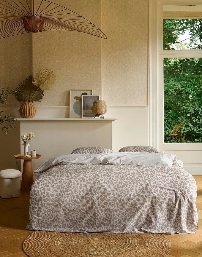 Juego de Funda Nórdica Wild Thing, 155 x 220 cm, beige claro, con funda de almohada 80 x 80 cm