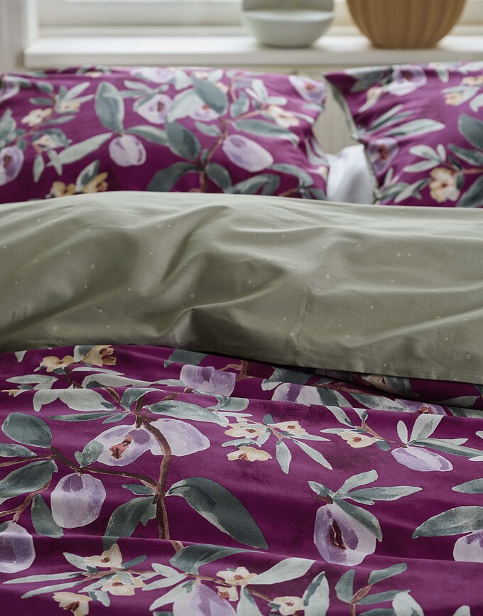 Funda Nórdica Plums Perfect, 135 x 200 cm, con funda de almohada 60 x 80 cm