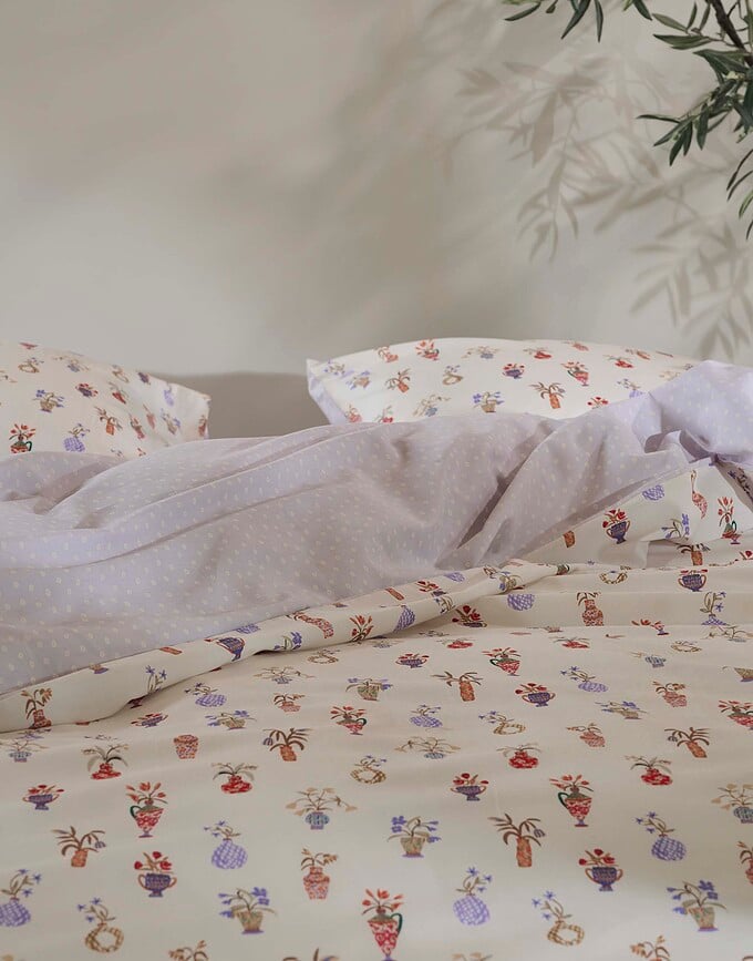 Juego de Funda Nórdica Field of Vases, 155 x 220 cm, con 1 funda de almohada 80 x 80 cm