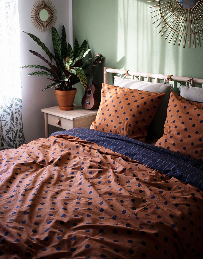 Turn Over Parure de Lit 135 x 200 cm, brun noisette, avec taie d'oreiller 80 x 80 cm