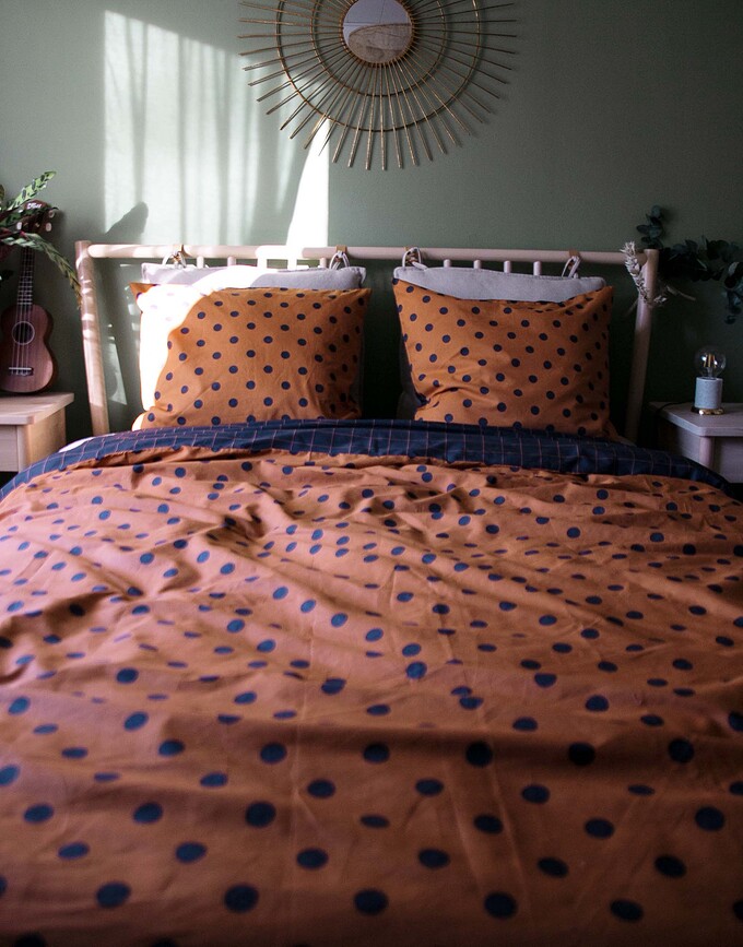 Turn Over Parure de Lit 135 x 200 cm, brun noisette, avec taie d'oreiller 80 x 80 cm