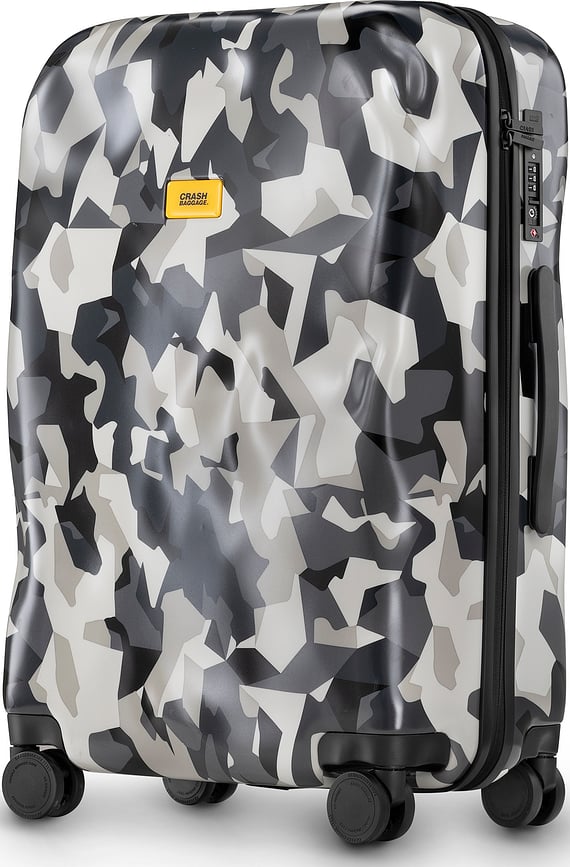 Maleta Icon Pattern, mediana, negra y amarilla