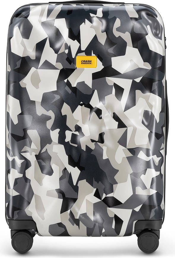 Maleta Icon Pattern, mediana, negra y amarilla