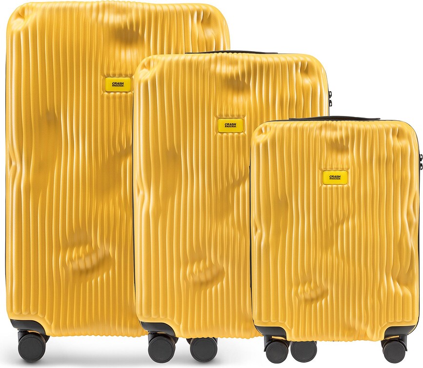 Maletas Stripe, amarillo mostaza, Set de 3 piezas