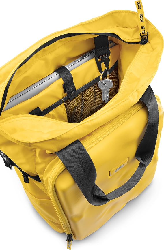 Bolso y Mochila Convertible Crash Not Crash, amarilla, 2 en 1