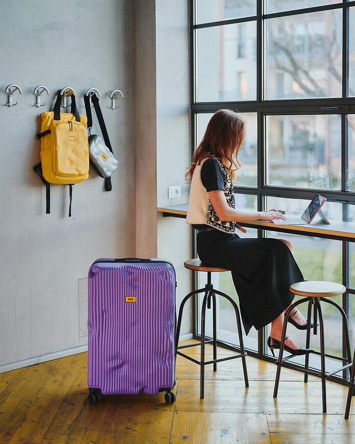 Stripe Valise moyenne, jaune moutarde