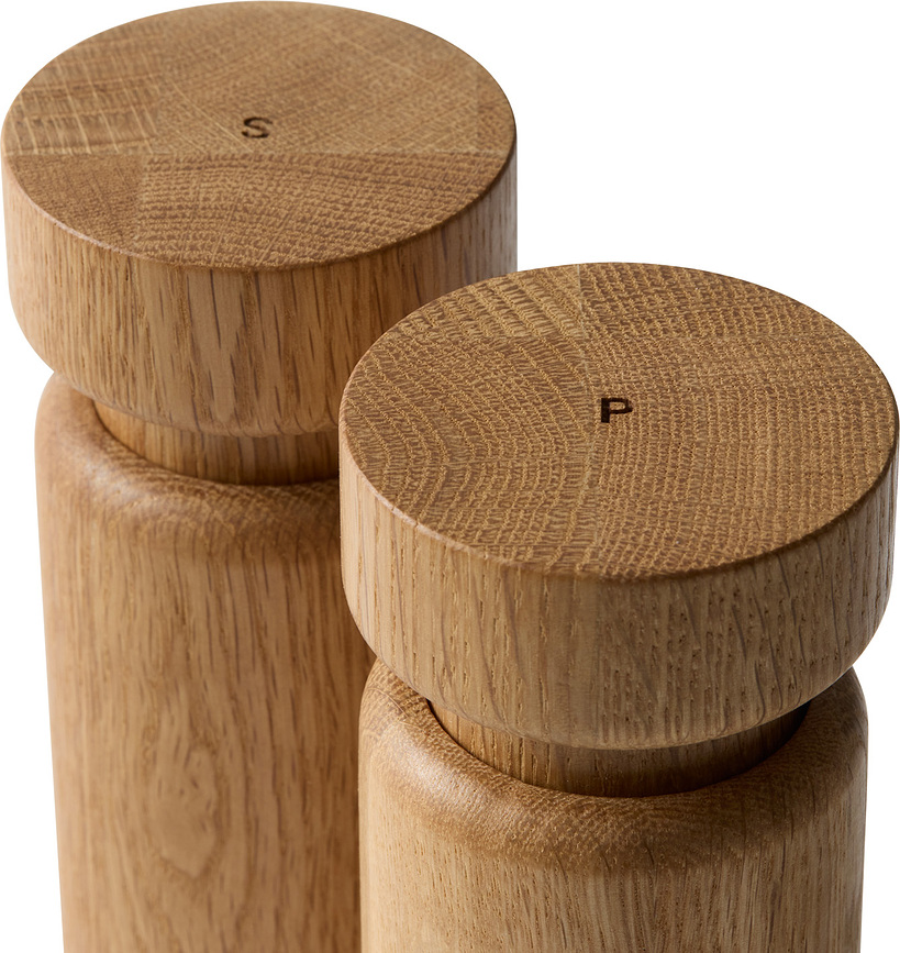 Helsinki Moulins à sel et à poivre 11 cm, chêne naturel, Lot de 2