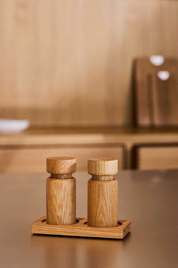 Helsinki Moulins à sel et à poivre 11 cm, chêne naturel, Lot de 2