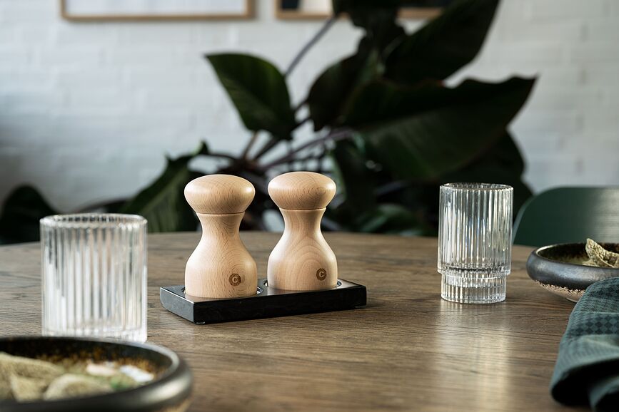 Lyon Moulins à Sel et Poivre, en bois de hêtre, noirs, Lot de 2