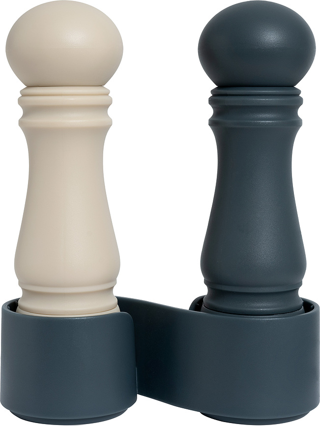 Mini Grinder Moulins à Sel et à Poivre, beige et bleu foncé, Lot de 2