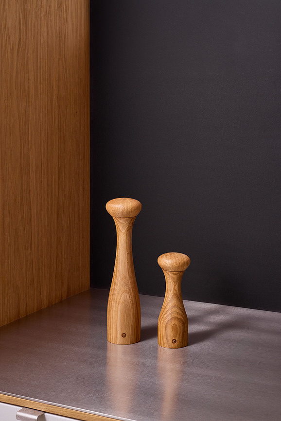 Molinillo para sal y pimienta Lyon, madera de roble natural, 19 cm